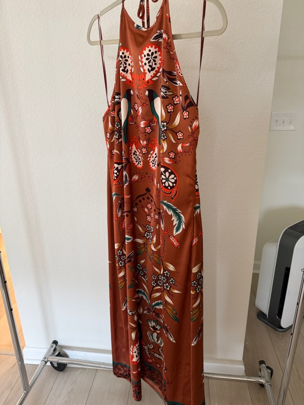 House of Harlow Halter Open Back Dress with Parrots